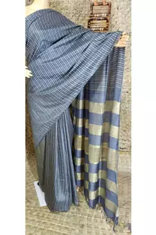 grey Kataan staple soft silk handloom saree  