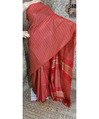 red Kataan staple soft silk handloom saree   1