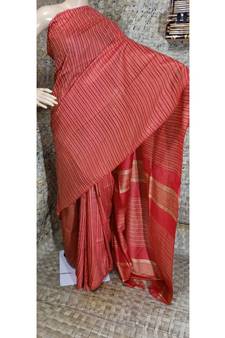 red Kataan staple soft silk handloom saree  