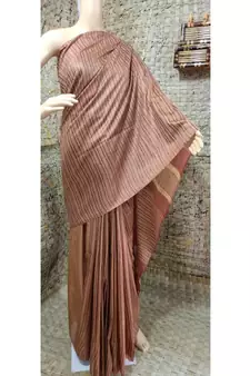 brown Kataan staple soft silk handloom saree  