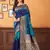 Blue woven banarasi saree with blouse