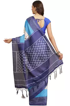 Multicolor printed art silk saree with blouse