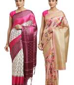 Multicolor printed art silk saree with blouse