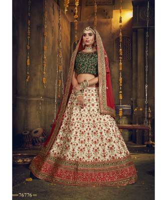 Panetar Bridal Silk Lehenga Choli With Net Dupatta With Unstiched Blouse & Heavy Handwork 1