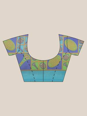 Multicolor printed art silk saree with blouse 5