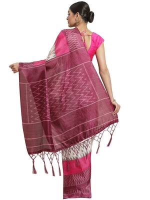 Multicolor printed art silk saree with blouse 3