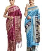 Multicolor printed art silk saree with blouse