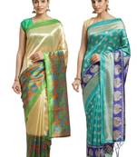 Multicolor printed art silk saree with blouse