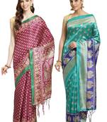 Multicolor printed art silk saree with blouse