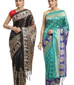Multicolor printed art silk saree with blouse