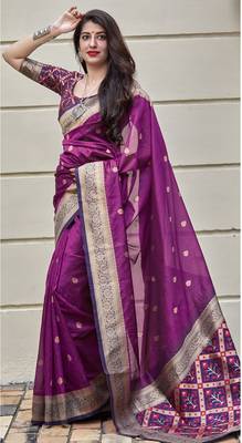Purple woven banarasi silk saree with blouse 2