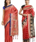 Multicolor printed art silk saree with blouse