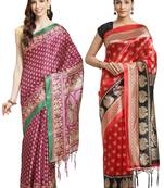 Multicolor printed art silk saree with blouse