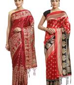 Multicolor printed art silk saree with blouse