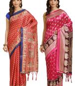 Multicolor printed art silk saree with blouse