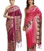 Multicolor printed art silk saree with blouse