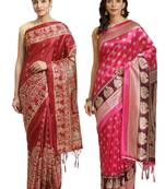 Multicolor printed art silk saree with blouse