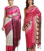 Multicolor printed art silk saree with blouse