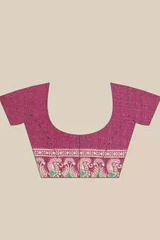 Multicolor printed art silk saree with blouse