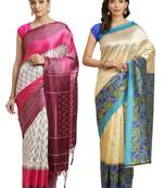 Multicolor printed art silk saree with blouse