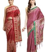 Multicolor printed art silk saree with blouse