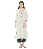Os by Fourbuttons Womens Cotton Cream Kurta Set