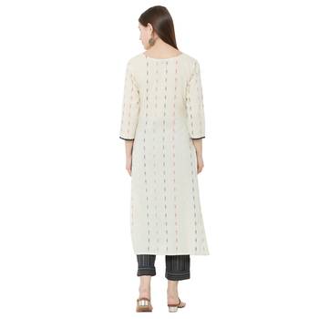 Os by Fourbuttons Womens Cotton Cream Kurta Set 4