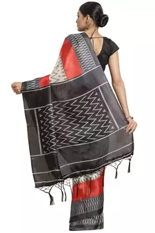 Multicolor printed art silk saree with blouse