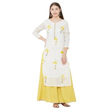 Os by Fourbuttons Womens Viscose White Kurta Set 1