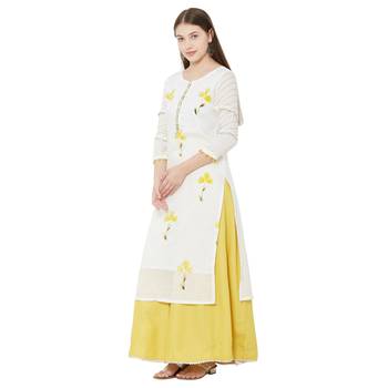 Os by Fourbuttons Womens Viscose White Kurta Set 2
