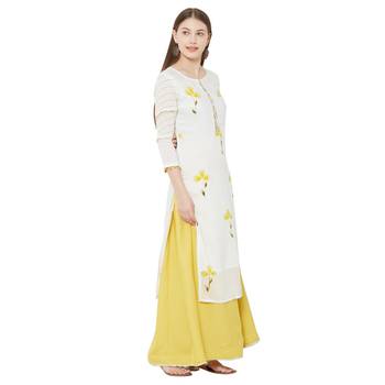Os by Fourbuttons Womens Viscose White Kurta Set 3