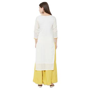 Os by Fourbuttons Womens Viscose White Kurta Set 4