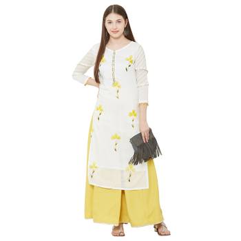 Os by Fourbuttons Womens Viscose White Kurta Set 5