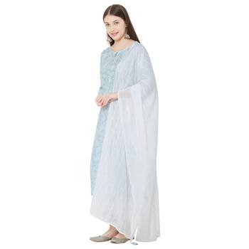 Os by Fourbuttons Womens Viscose Sky Blue Kurta Set 2