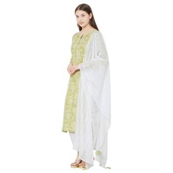 Os by Fourbuttons Womens Viscose Green Kurta Set 2