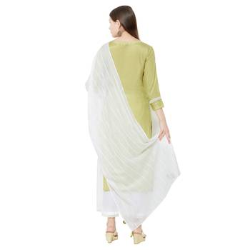 Os by Fourbuttons Womens Viscose Green Kurta Set 4