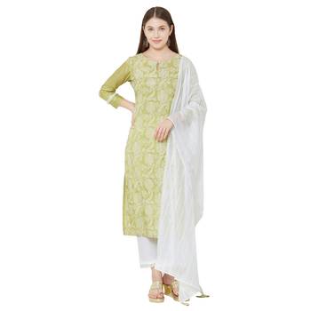 Os by Fourbuttons Womens Viscose Green Kurta Set 5