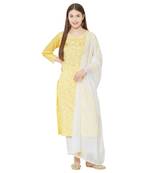 Os by Fourbuttons Womens Viscose Yellow Kurta Set