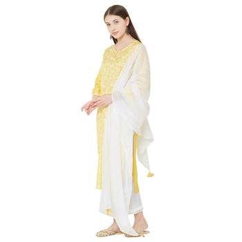 Os by Fourbuttons Womens Viscose Yellow Kurta Set 2