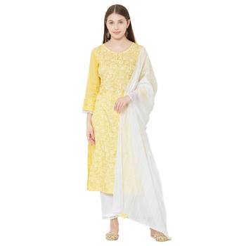 Os by Fourbuttons Womens Viscose Yellow Kurta Set 5