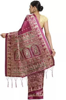 Multicolor printed art silk saree with blouse