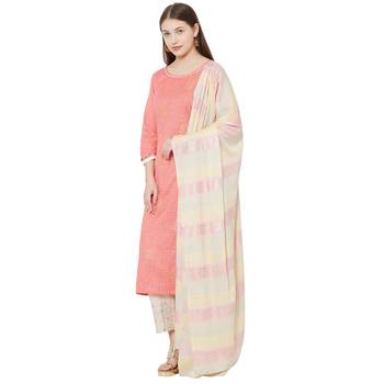 Os by Fourbuttons Womens Pure Cotton Pink Kurta Set 2