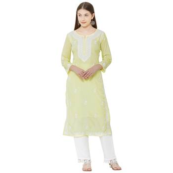 Os by Fourbuttons Womens Cotton Silk Yellow Kurta Set 1