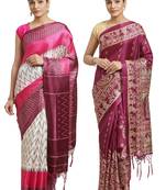 Multicolor printed art silk saree with blouse