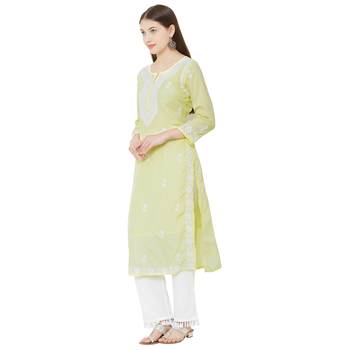Os by Fourbuttons Womens Cotton Silk Yellow Kurta Set 2