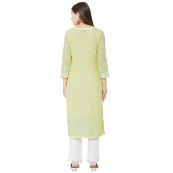 Os by Fourbuttons Womens Cotton Silk Yellow Kurta Set 4