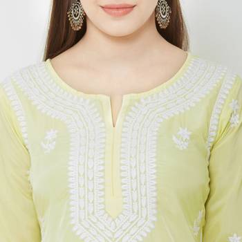 Os by Fourbuttons Womens Cotton Silk Yellow Kurta Set 5