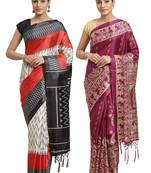 Multicolor printed art silk saree with blouse