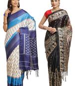 Multicolor printed art silk saree with blouse