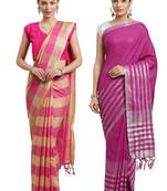 Multicolor woven blended cotton saree with blouse